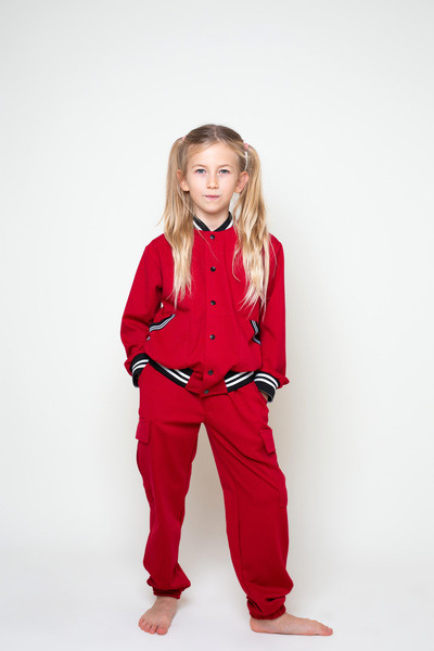 Komplet dziewczęcy dresowy czerwony bomberka Produkt Polski