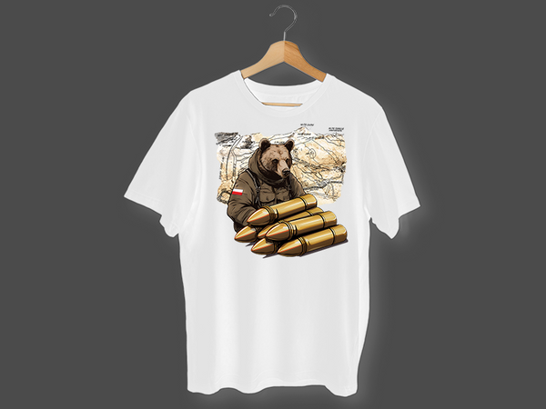 Koszulka T-shirt Miś Wojtek chłopięca Biała