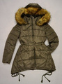 Kurtka zimowa dziewczęca khaki z kapturem