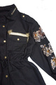 Kurtka parka damska/młodzieżowa czarna z naszywki cekinowe
