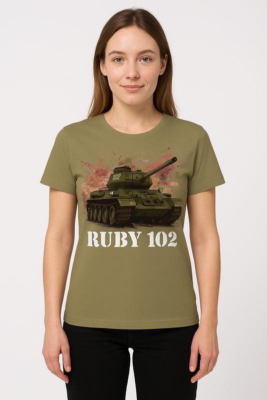 Koszulka T-shirt damska Czołg Rudy 102 khaki