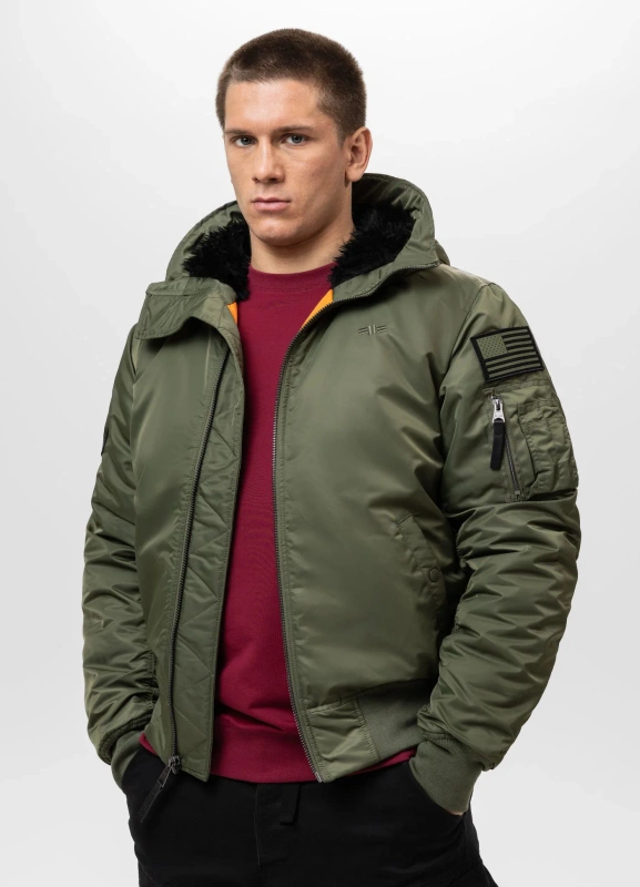 Kurtka zimowa bomberka z kapturem ENCINO Pitbull olivkowa