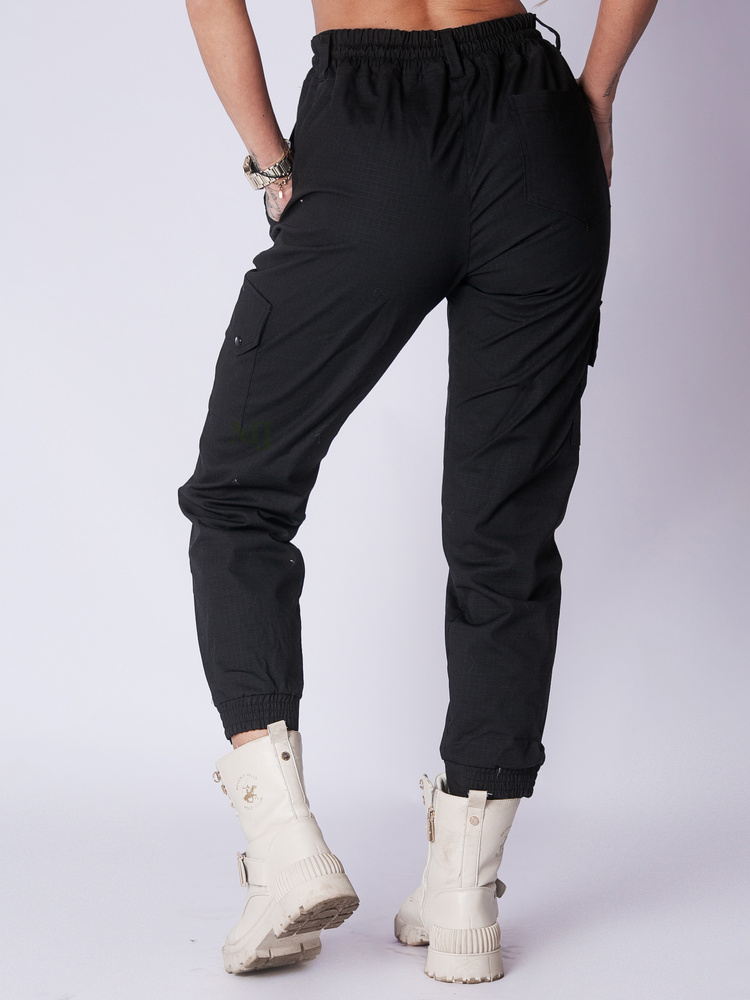 Spodnie joggery moro damskie czarne dwie kieszenie boczne