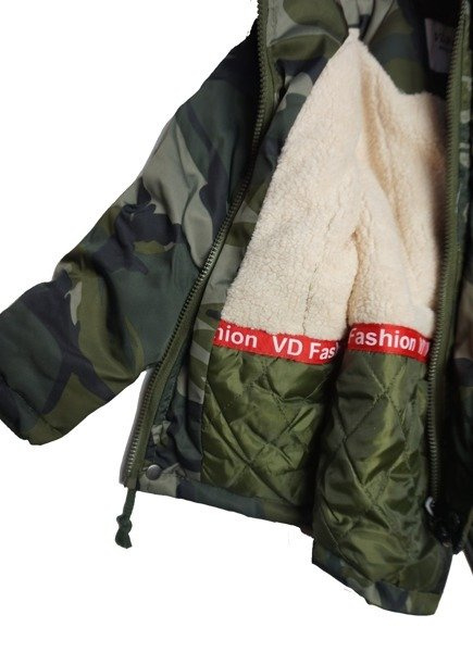 Kurtka parka moro chłopięca jasny baranek kaptur z futrem