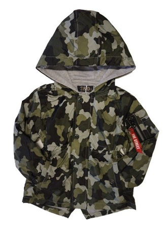Kurtka parka moro/zielona chłopięca z kapturem (dziecięca / młodzieżowa)