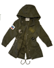 Kurtka parka zielona/khaki dziewczęca z naszywkami (dziecięca / młodzieżowa) 