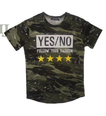 T-shirt/koszulka moro z krótkim rękawem chłopięcy/dziecięcy/młodzieżowy z nadrukiem zielony.