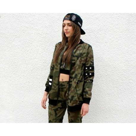 Kurtka bejsbolówka moro damska/młodzieżowa z wszytymi taśmami