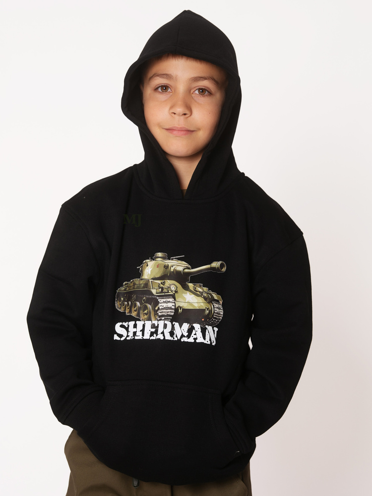 Bluza chłopięca nadruk Czołg Sherman czarna