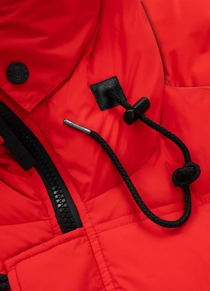 Kurtka zimowa pikowana parka z kapturem Pitbull West Coast KINGSTON II Czerwona