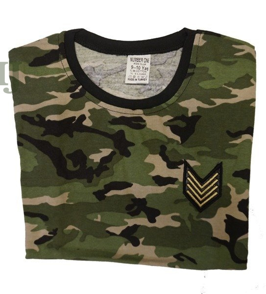 T-shirt/koszulka moro z krótkim rękawem chłopięcy/dziecięcy/młodzieżowy z naszywkami.