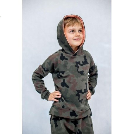 Bluza chłopięca/dziecięca moro z kapturem