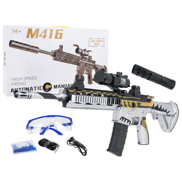 Karabin M416 szary na kulki wodne + akcesoria