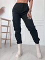 Spodnie joggery damskie black z kieszenią na nogawce