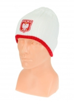 Czapka zimowa POLSKI - biała (herb) wzór G-08
