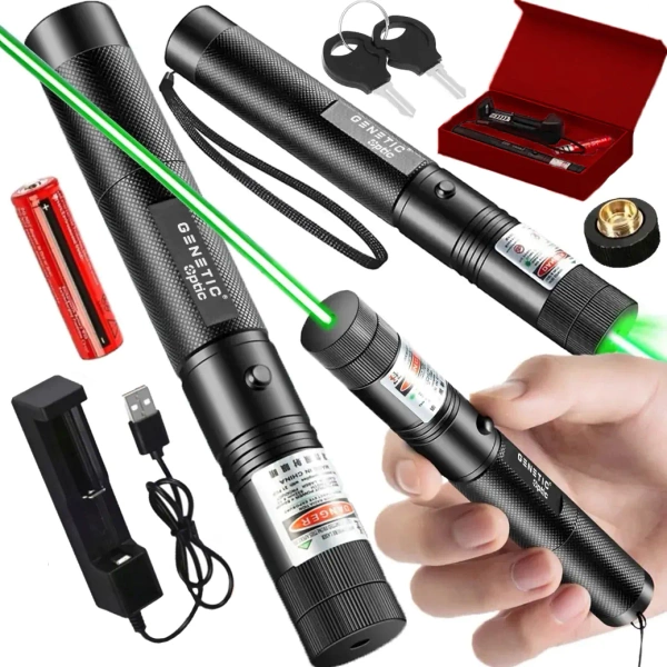 GENETIC® Laser wskaźnik laserowy mocny zielony punktowy akumulator ładowarka 4w1