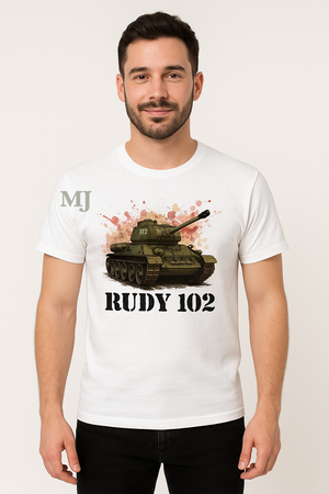 Koszulka T-shirt męska Czołg Rudy 102 biały