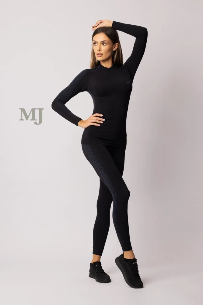 Damska koszulka termoaktywna z długim rękawem czarno-niebieska fierce