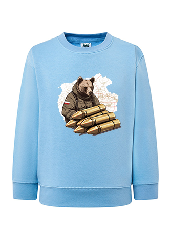 Bluza dziewczęca nadruk Miś Wojtek jasnoniebieska