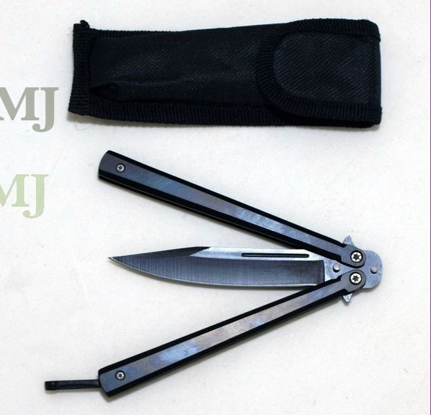 Nóż motylkowy motylek składany czarny 