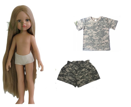 Ubranko dla lalki 32cm dziewczęce szorty i t-shirt moro acu pixel
