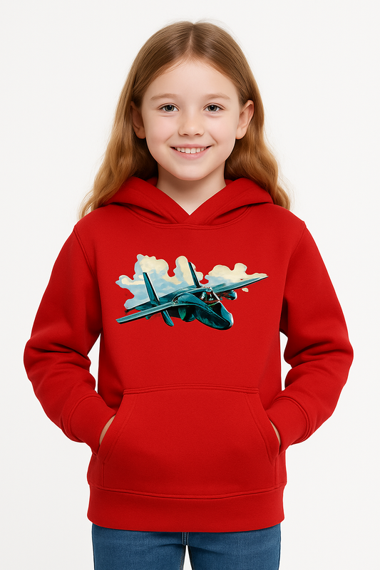 Bluza dziewczęca nadruk Samolot Lockheed P-38 Lightning czerwona