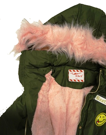 Kurtka zimowa dziewczęca/dziecięca parka z różowym futrem i kapturem