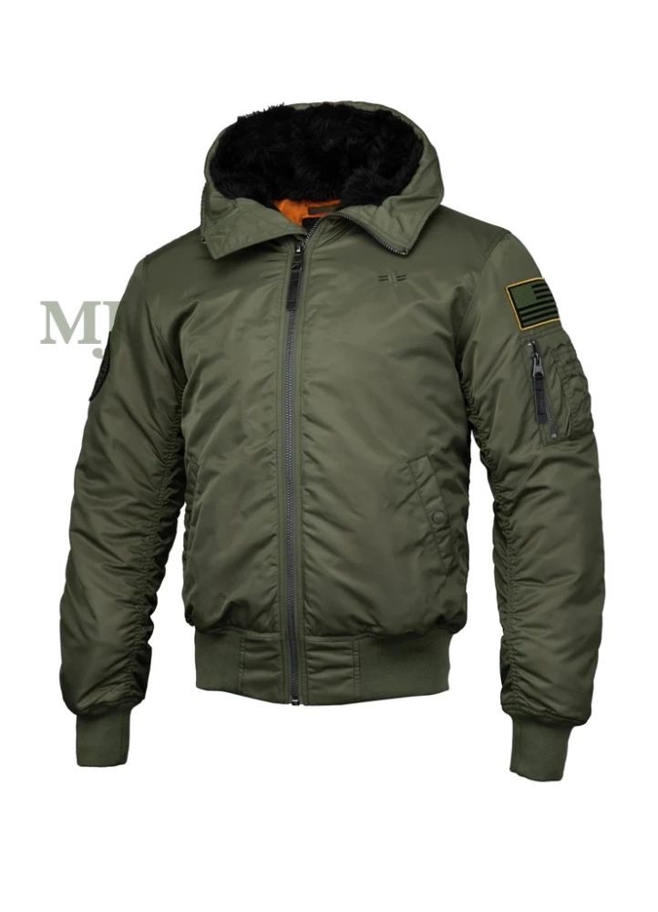 Kurtka zimowa bomberka z kapturem ENCINO Pitbull olivkowa