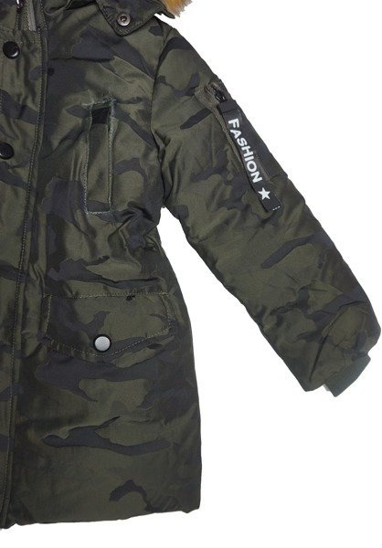 Kurtka zimowa parka moro chłopięca/młodzieżowa z kapturem