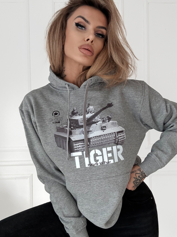 Bluza damska nadruk Czołg Tiger  szara