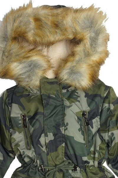 Kurtka parka moro chłopięca jasny baranek kaptur z futrem