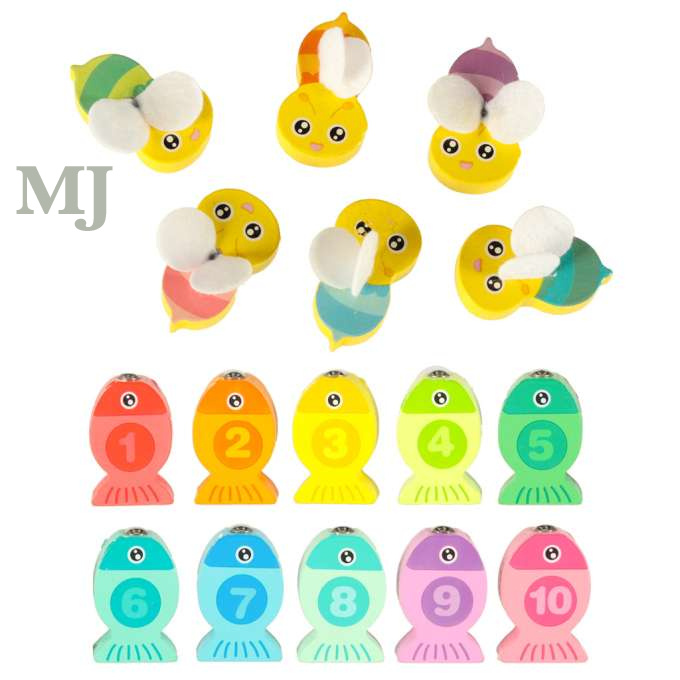 Gra drewniana - łowienie rybek na magnes, pszczółki, Montessori