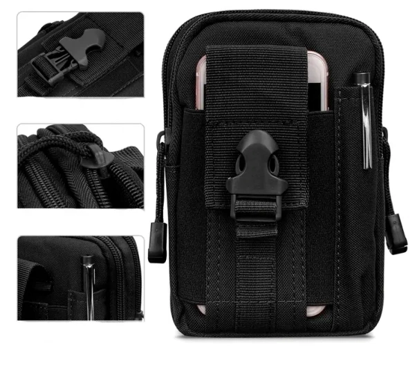 Saszetka męska wojskowa nerka biodrówka do paska czarna