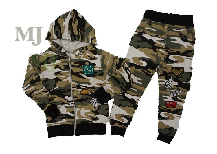 Bluza chłopięca/dziecięca moro z kapturem na zamek