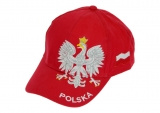Czapka z daszkiem POLSKA duży orzeł czerwona