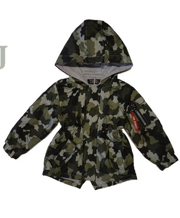 Kurtka parka moro/zielona chłopięca z kapturem (dziecięca / młodzieżowa)