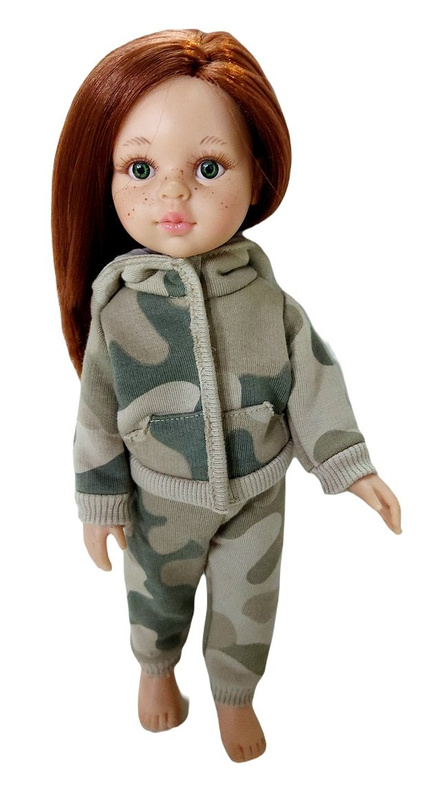 Lalka 32cm rude włosy w dresie kamuflaż pustynny