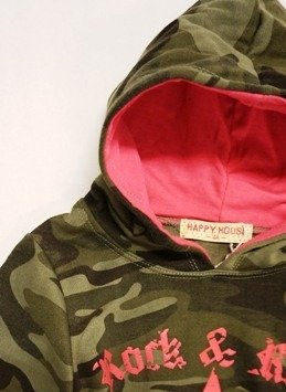 Bluza dziewczęca moro z kapturem