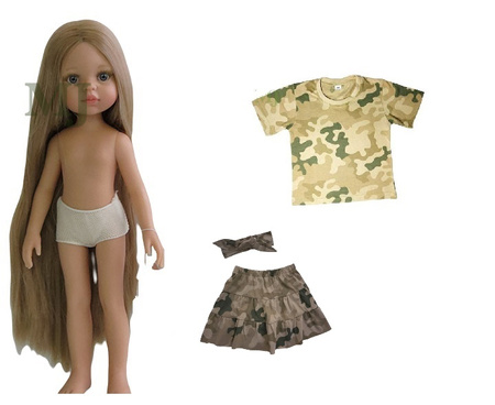 Lalka 32cm blond włosy w t-shircie i spódniczce moro pustynne