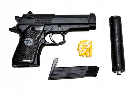 Metalowy pistolet na kulki z tłumikiem violet
