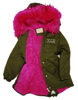 Kurtka zimowa dziewczęca/dziecięca parka z różowym futrem i kapturem